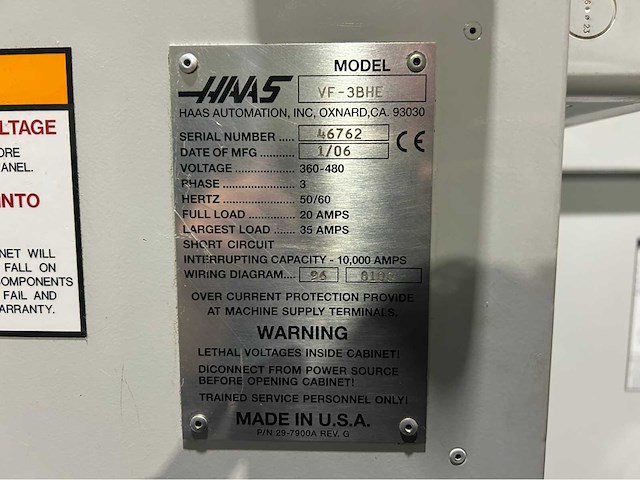 2006 haas vf-3bhe cnc universeel machinecentrum - afbeelding 9 van  17