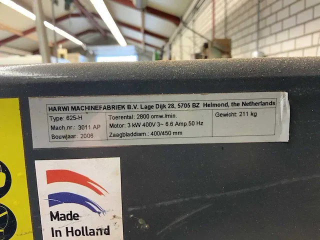 2006 harwi 625-h radiaalafkortzaagmachine - afbeelding 9 van  9