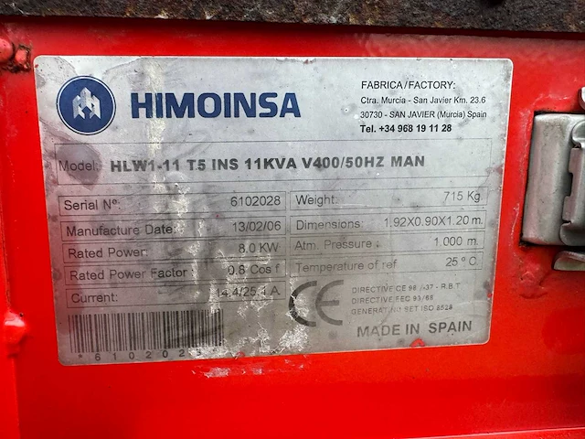 2006 himoinsa 11kva noodstroomaggregaat - afbeelding 7 van  15