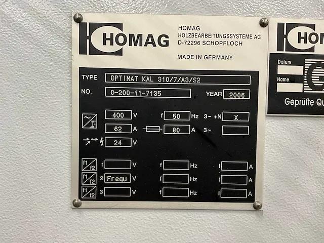 2006 homag optimat kal 310 kantenschuurmachine - afbeelding 9 van  17