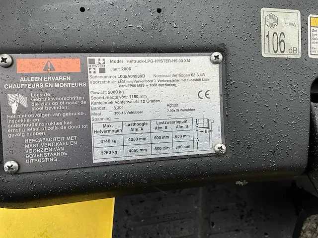 2006 hyster 5.00 vorkheftruck - afbeelding 42 van  42