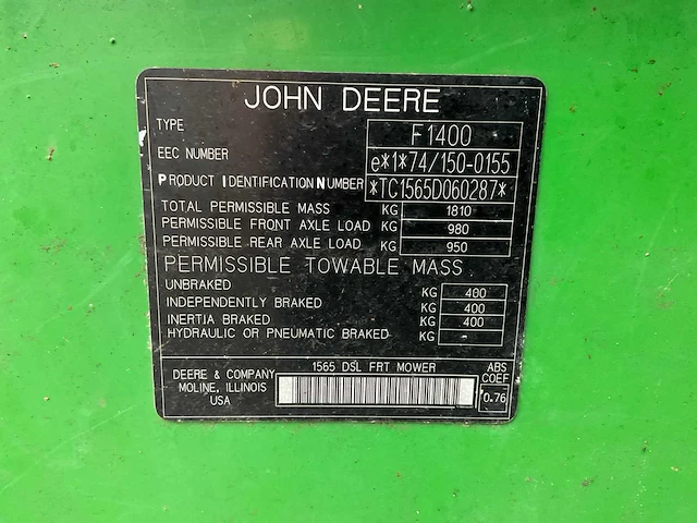 2006 john deere 1565 maaimachine - afbeelding 12 van  20