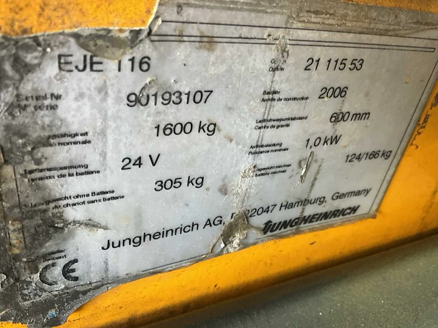 2006 jungheinrich ejei16 elektrische palletwagen - afbeelding 9 van  9