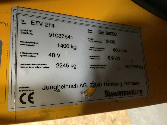 2006 jungheinrich etv 214 reach truck - afbeelding 10 van  18
