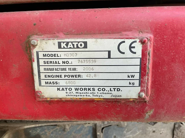 2006 kato hd307 rupsgraafmachine - afbeelding 42 van  47