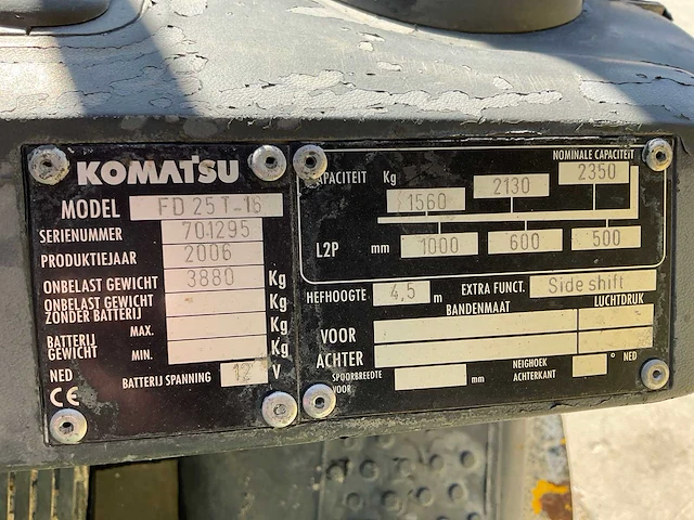 2006 komatsu fd25t-16 vorkheftruck - afbeelding 3 van  12