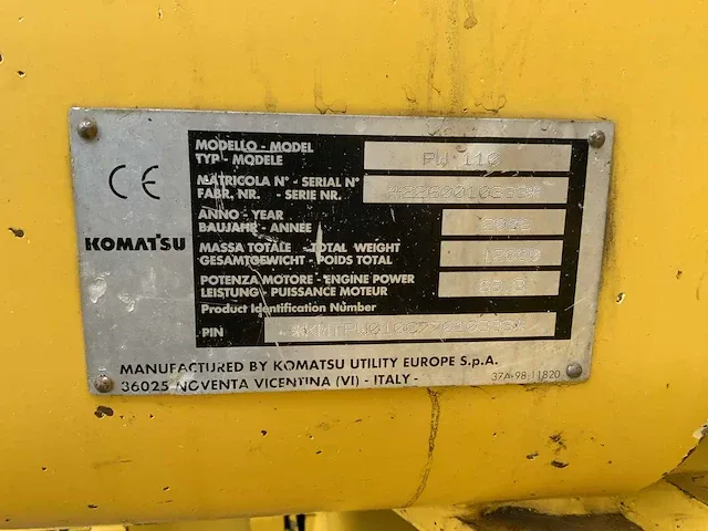 2006 komatsu pw110 banden graafmachine - afbeelding 5 van  34