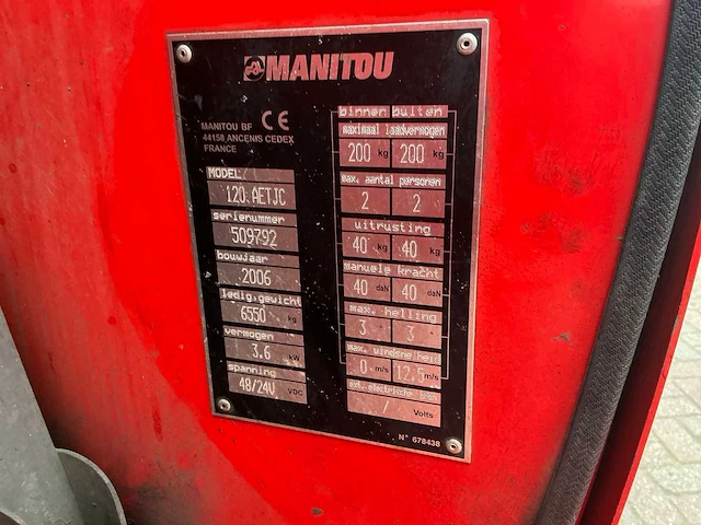 2006 manitou 120 aetjc hoogwerker - afbeelding 11 van  19