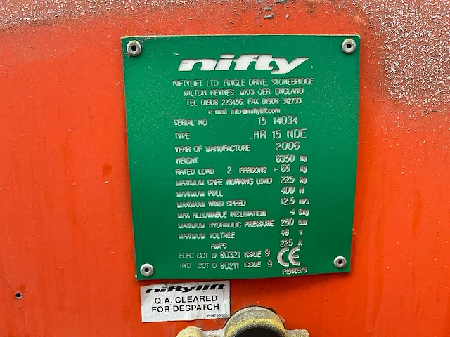 2006 nifty hr 15 nde hoogwerker - afbeelding 13 van  20