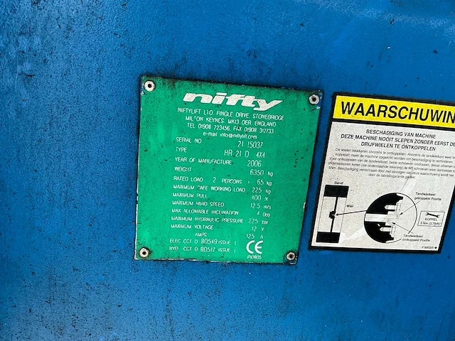 2006 nifty hr 21 d 4x4 hoogwerker - afbeelding 51 van  55