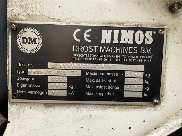 2006 nimos dmtrac okb 70 / 204 borstelmachine / werktuigdrager - afbeelding 28 van  28