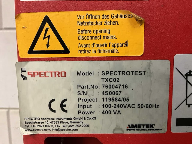 2006 spectro spectrotest txc02 spectrometer metaalanalyse analytische apparaat - afbeelding 18 van  25