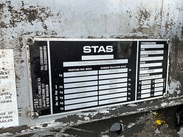 2006 stas sz336v walking floor oplegger - afbeelding 19 van  27