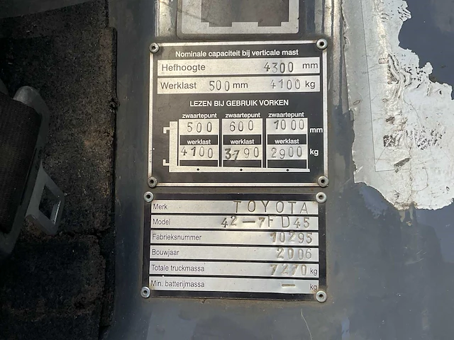 2006 toyota 42-7fd45 vorkheftruck - afbeelding 8 van  16