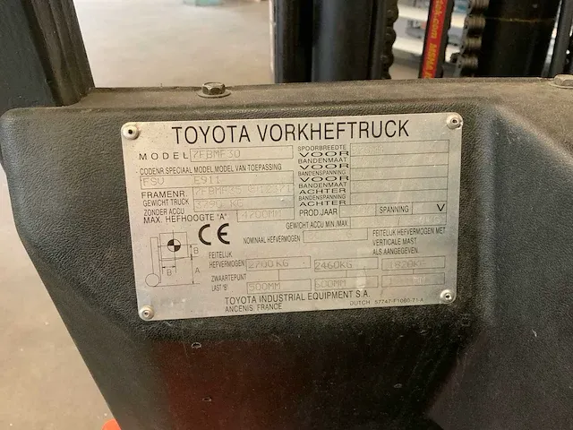 2006 toyota 7fbmf 30 vorkheftruck - afbeelding 17 van  19