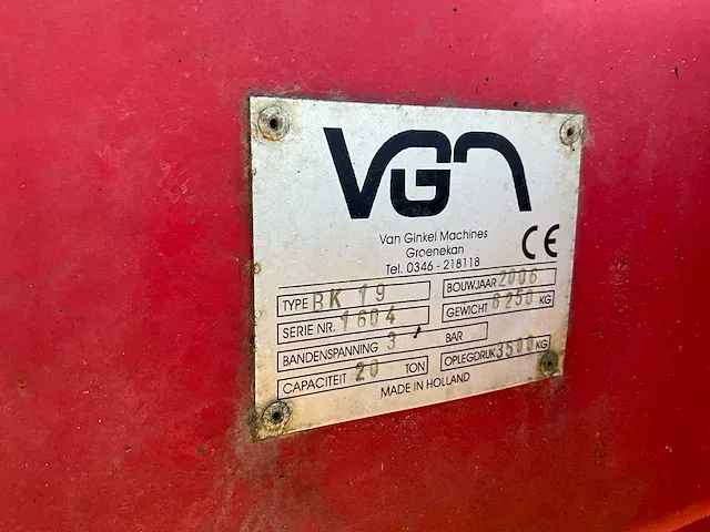 2006 vgm bk19 dumper aanhanger - afbeelding 16 van  23