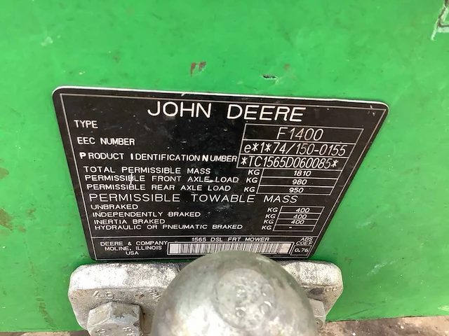 2007 - john deere - 1565 - zitmaaier/gazonmaaier - afbeelding 3 van  18