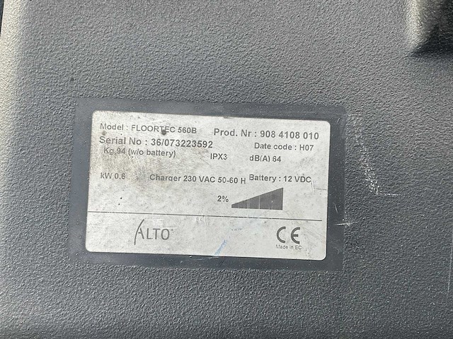 2007 alto floortec 560b veegmachine - afbeelding 8 van  10