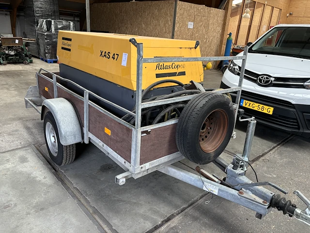 2007 atlas copco xas-47 02663-2 compressor op aanhanger - afbeelding 1 van  15