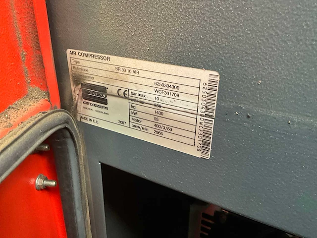 2007 berko br80 10 air schroefcompressor - afbeelding 6 van  7
