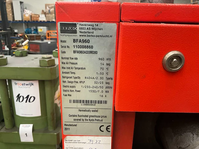 2007 berko br80 10 air schroefcompressor - afbeelding 2 van  10