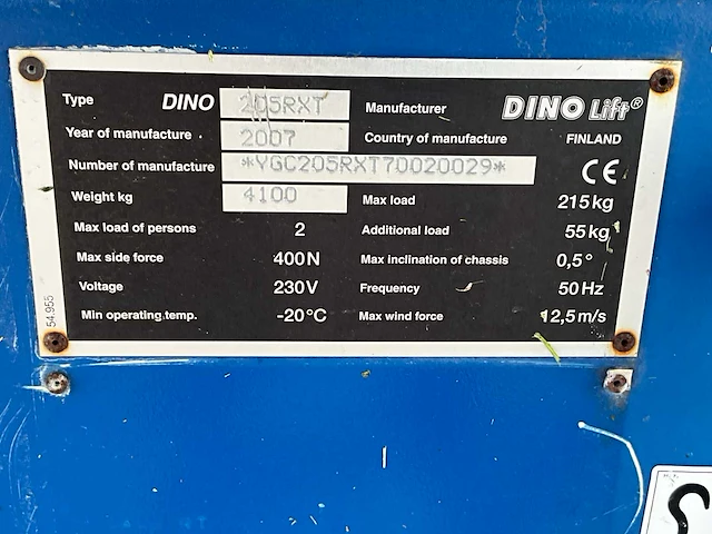 2007 dino 205 rxt kniktelescoop hoogwerker - afbeelding 11 van  21