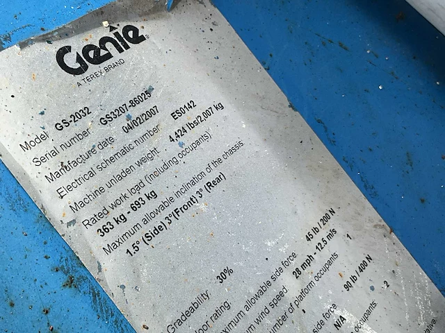 2007 genie gs-2032 hoogwerker - afbeelding 3 van  11