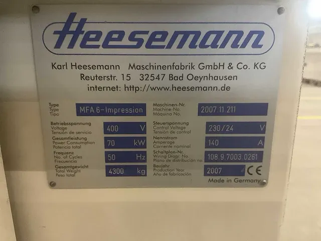 2007 heesemann mfa 6 - impression breedbandschuurmachine - afbeelding 36 van  46