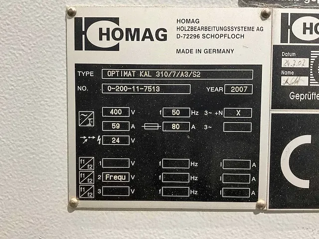 2007 homag optimat kal 310 kantenschuurmachine - afbeelding 15 van  22