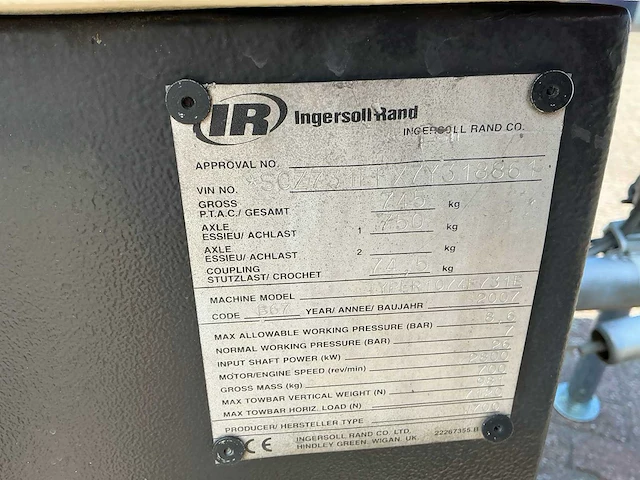 2007 ingersollrand 7/20 luchtcompressor - afbeelding 9 van  17