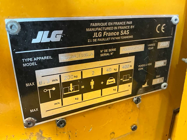 2007 jlg toucan 1100a hoogwerker - afbeelding 6 van  14