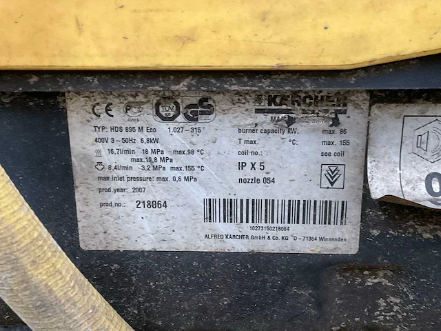 2007 kärcher hds 895m eco hogedrukreiniger - afbeelding 7 van  7