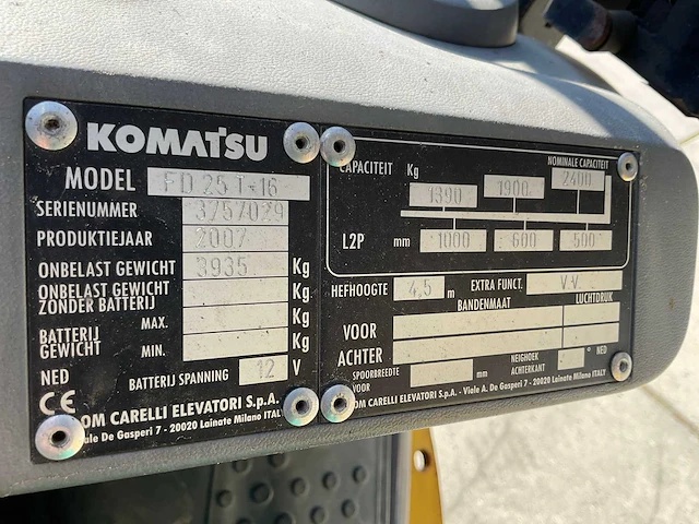 2007 komatsu fd25t-16 vorkheftruck - afbeelding 6 van  14