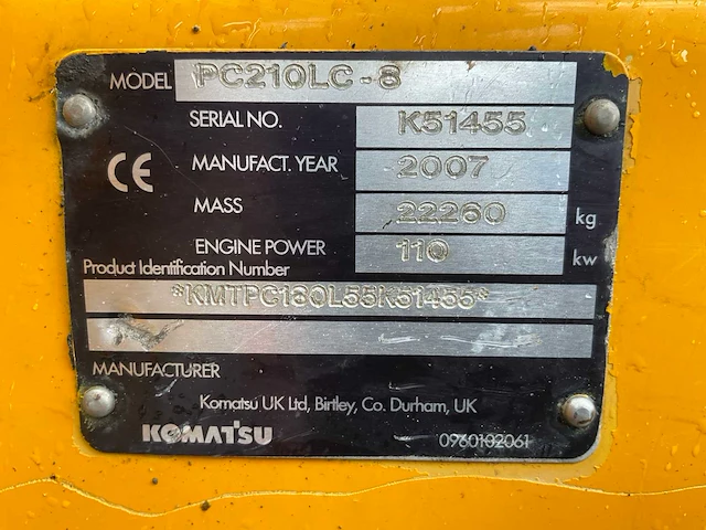 2007 komatsu pc 210-lc-8 rupsgraafmachine - afbeelding 36 van  49