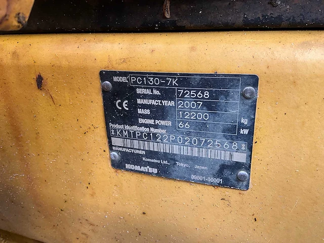 2007 komatsu pc130-7 rupsgraafmachine - afbeelding 35 van  40