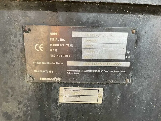 2007 komatsu pw140-7 banden graafmachine - afbeelding 28 van  35