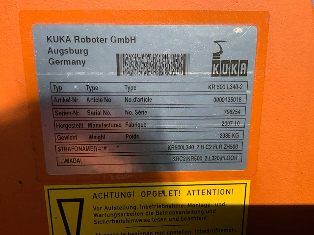 2007 kuka kr 500 l 340-2 industriële robot - afbeelding 8 van  16