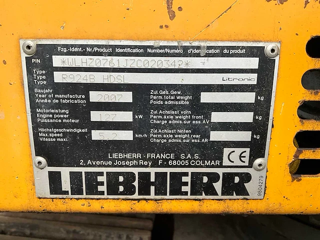 2007 liebherr r924b litronic hdsl rupsgraafmachine - afbeelding 52 van  56