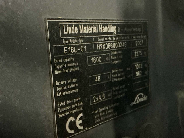 2007 linde e16l-01 vorkheftruck - afbeelding 10 van  18