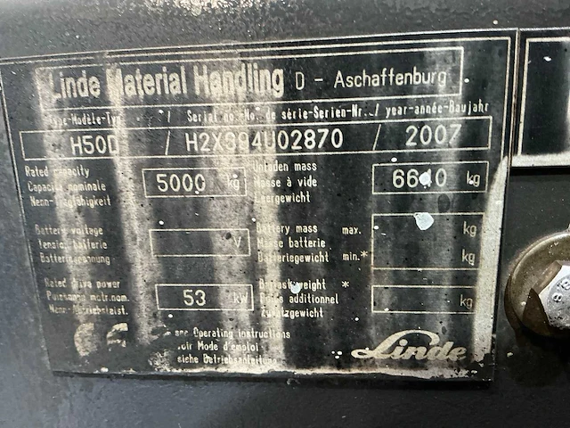 2007 linde h50d vorkheftruck - afbeelding 6 van  14