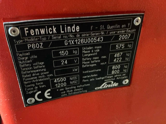 2007 linde p60z utility tractor - afbeelding 4 van  12