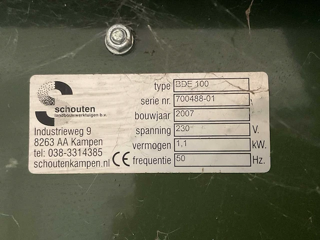 2007 schouten bde 100 opvoerelevator met stortbunker - afbeelding 7 van  15