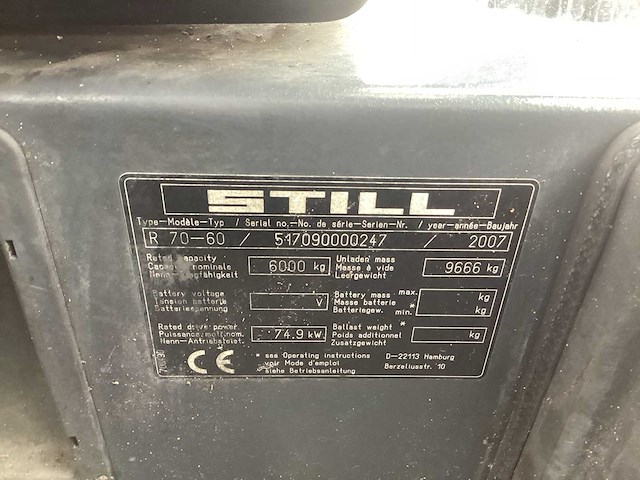 2007 still r 70-60 vorkheftruck - afbeelding 15 van  15