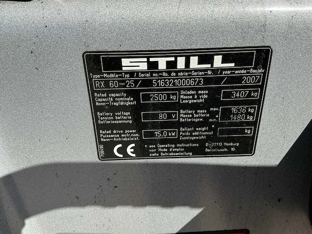 2007 still rx60-25 vorkheftruck - afbeelding 7 van  15