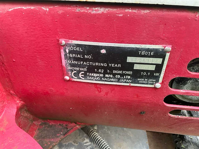 2007 takeuchi tb016 minigraafmachine - afbeelding 25 van  33