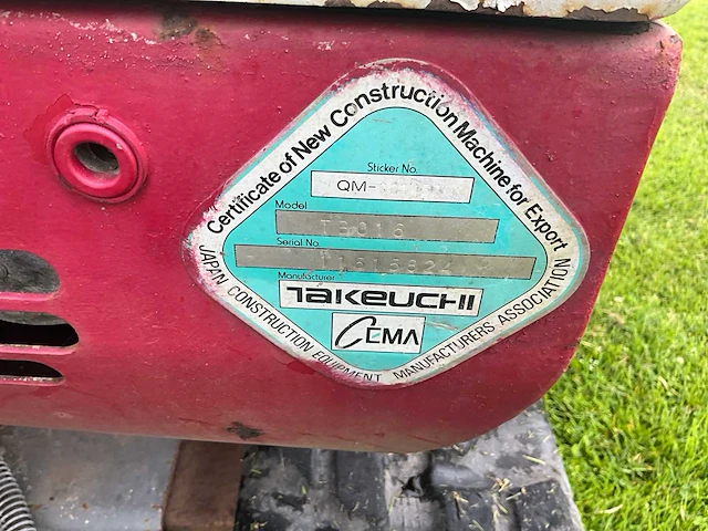 2007 takeuchi tb016 minigraafmachine - afbeelding 26 van  33