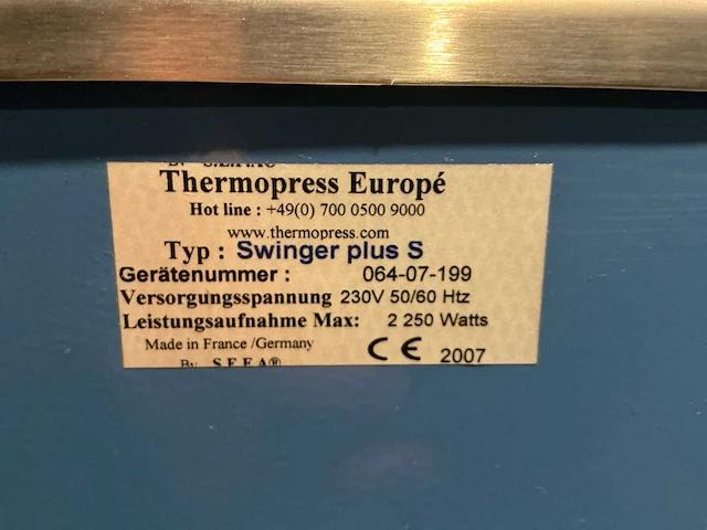 2007 thermopress reg e swinger plus transferpers - afbeelding 7 van  7