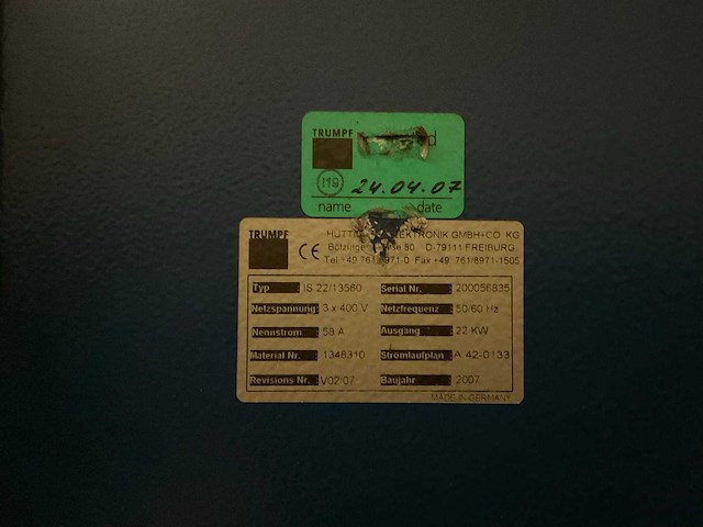 2007 trumpf trulaser 3030 lasersnijmachine - afbeelding 25 van  55