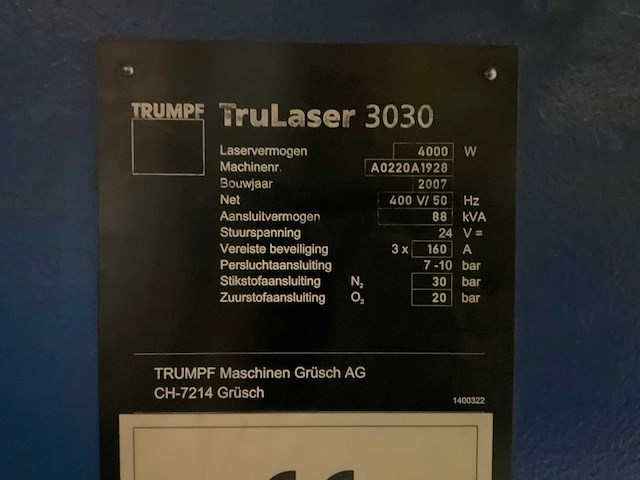 2007 trumpf trulaser 3030 lasersnijmachine - afbeelding 33 van  55