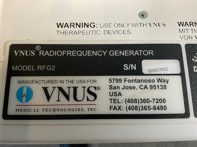 2007 vnus rfg 2 elektrochirurgie-apparatuur - afbeelding 6 van  6
